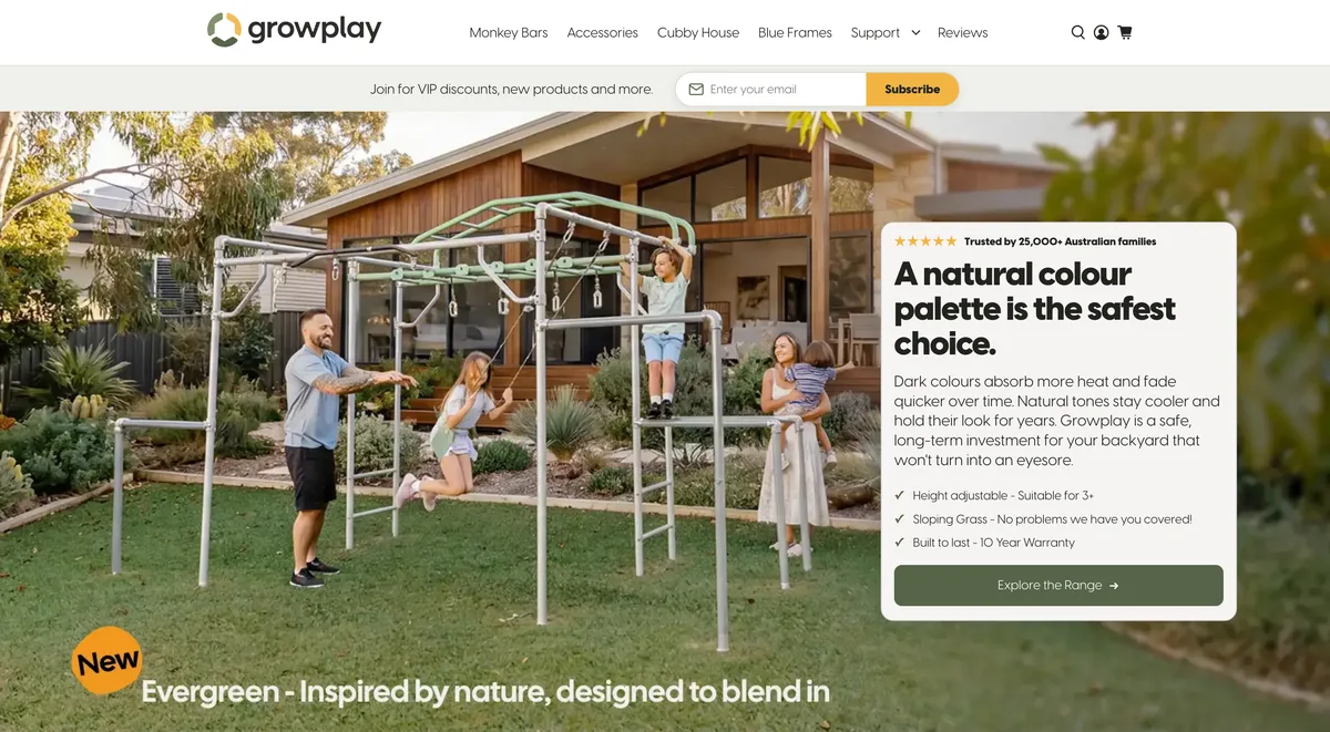 Growplay’s Australian Shopify store homepage