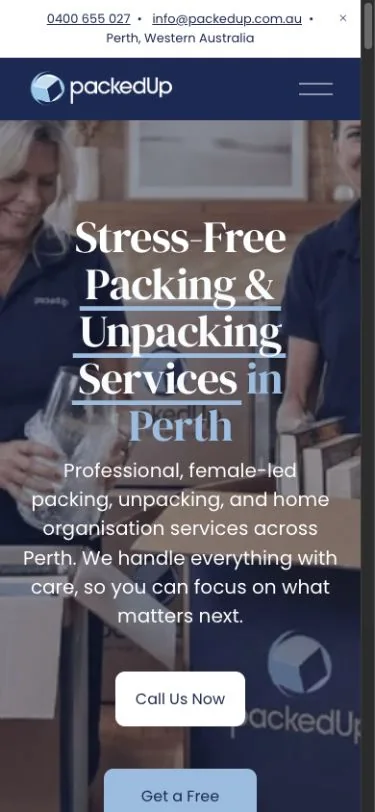 PackedUp mobile website