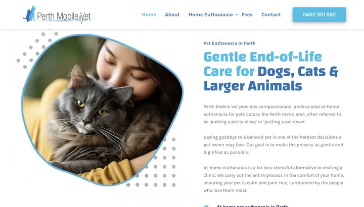 Perth Mobile Vet’s existing website and service information